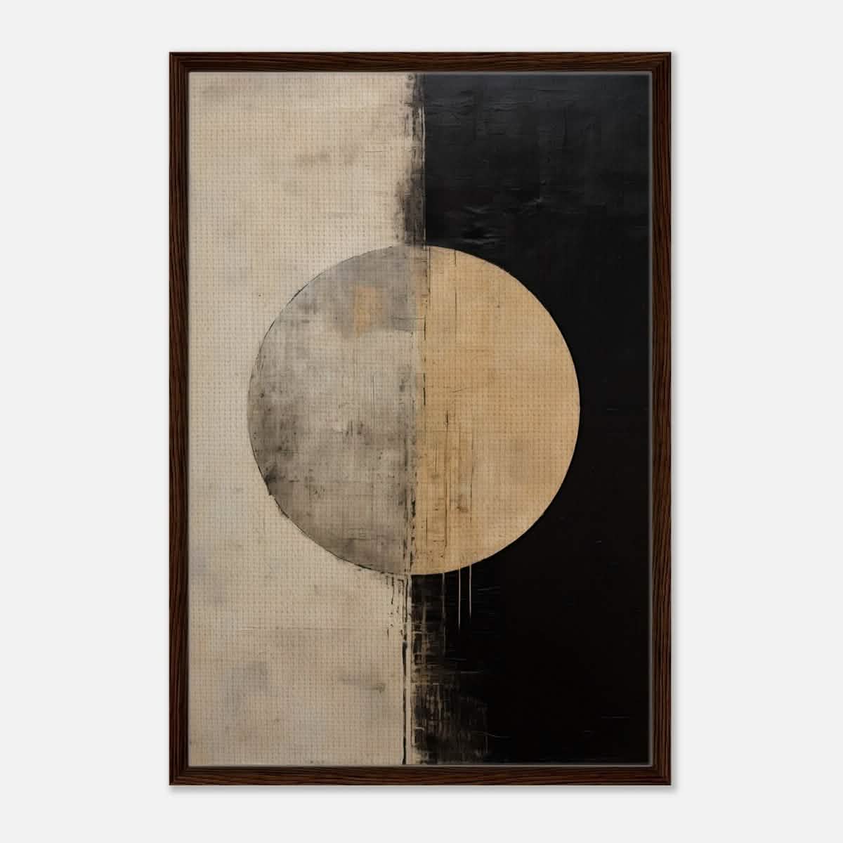 Da Vinci Abstract Art Wall art print | Abstract | Half Moon - Framed Canvas - 60x90 cm / 24x36″ - Dark wood frame