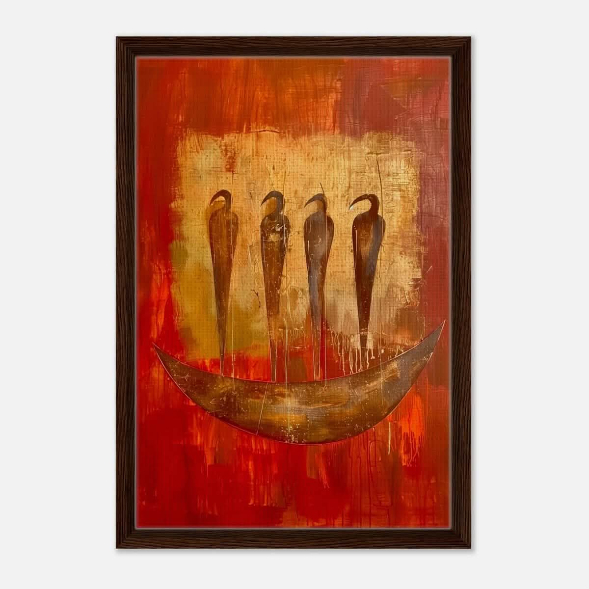 Da Vinci Abstract Wall art Print | Ancient Africa - Framed Canvas - 40x60 cm / 16x24″ - Dark wood frame