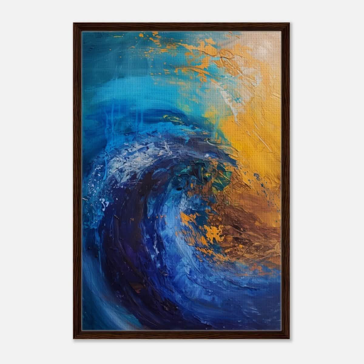 Da Vinci Abstract Wall art Print | Color Waves - Framed Canvas - 60x90 cm / 24x36″ - Dark wood frame