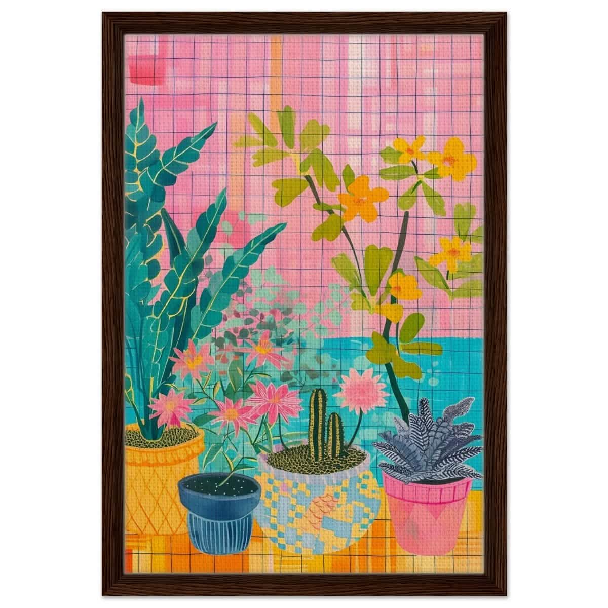 Da Vinci Abstract wall art Print | Floral - Framed Canvas - 40x60 cm / 16x24″ - Dark wood frame