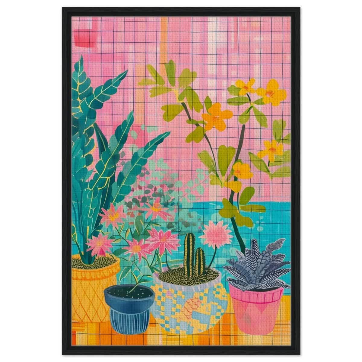 Da Vinci Abstract wall art Print | Floral - Framed Canvas - 60x90 cm / 24x36″ - Black frame