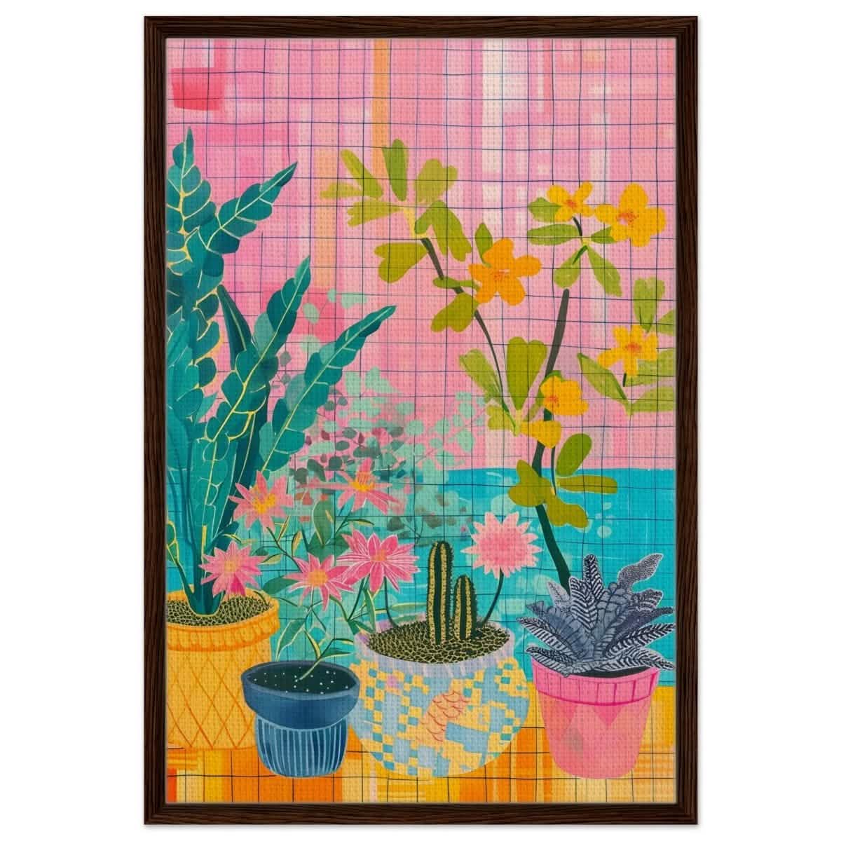 Da Vinci Abstract wall art Print | Floral - Framed Canvas - 60x90 cm / 24x36″ - Dark wood frame