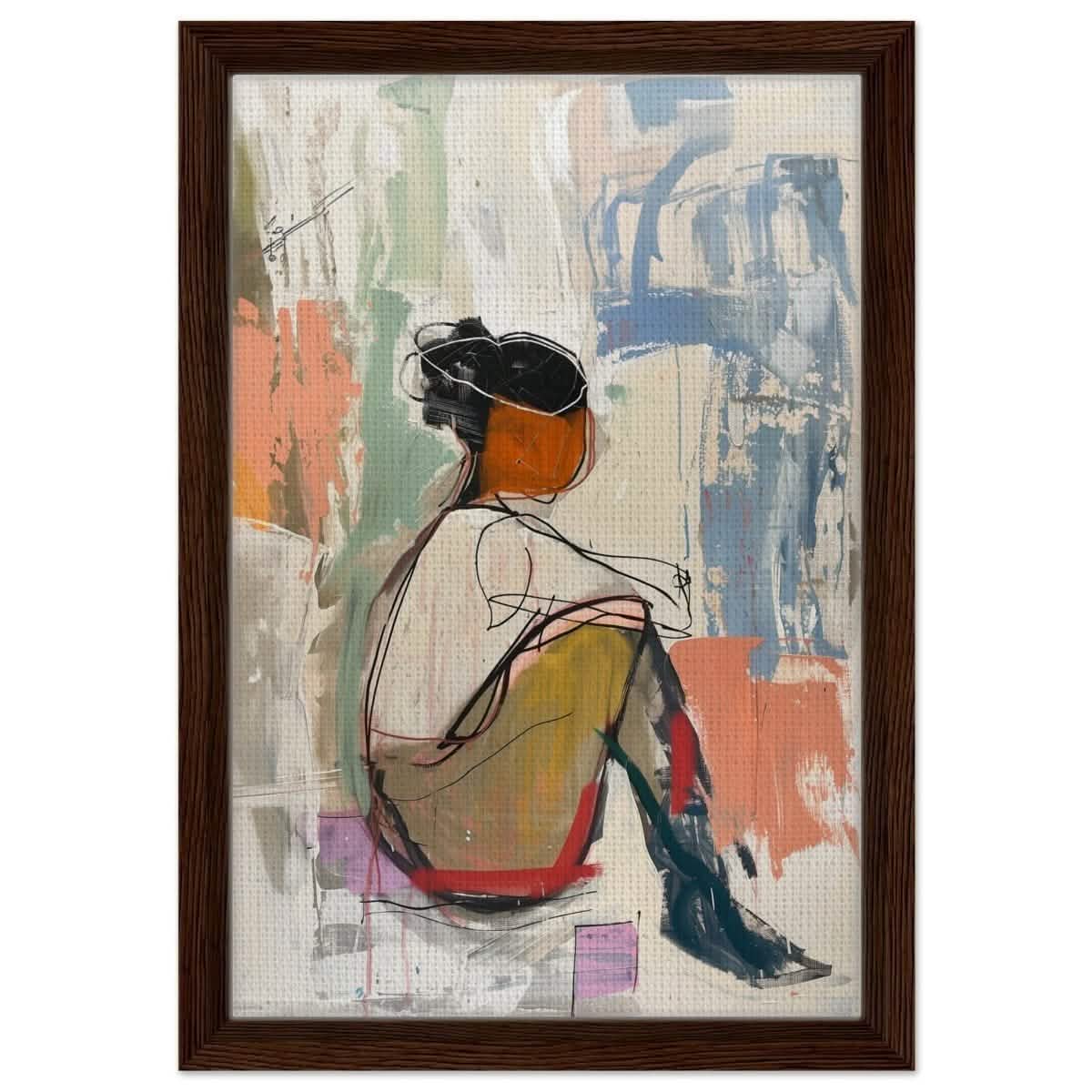 Da Vinci Abstract wall art print - Framed Canvas - 30x45 cm / 12x18″ - Dark wood frame