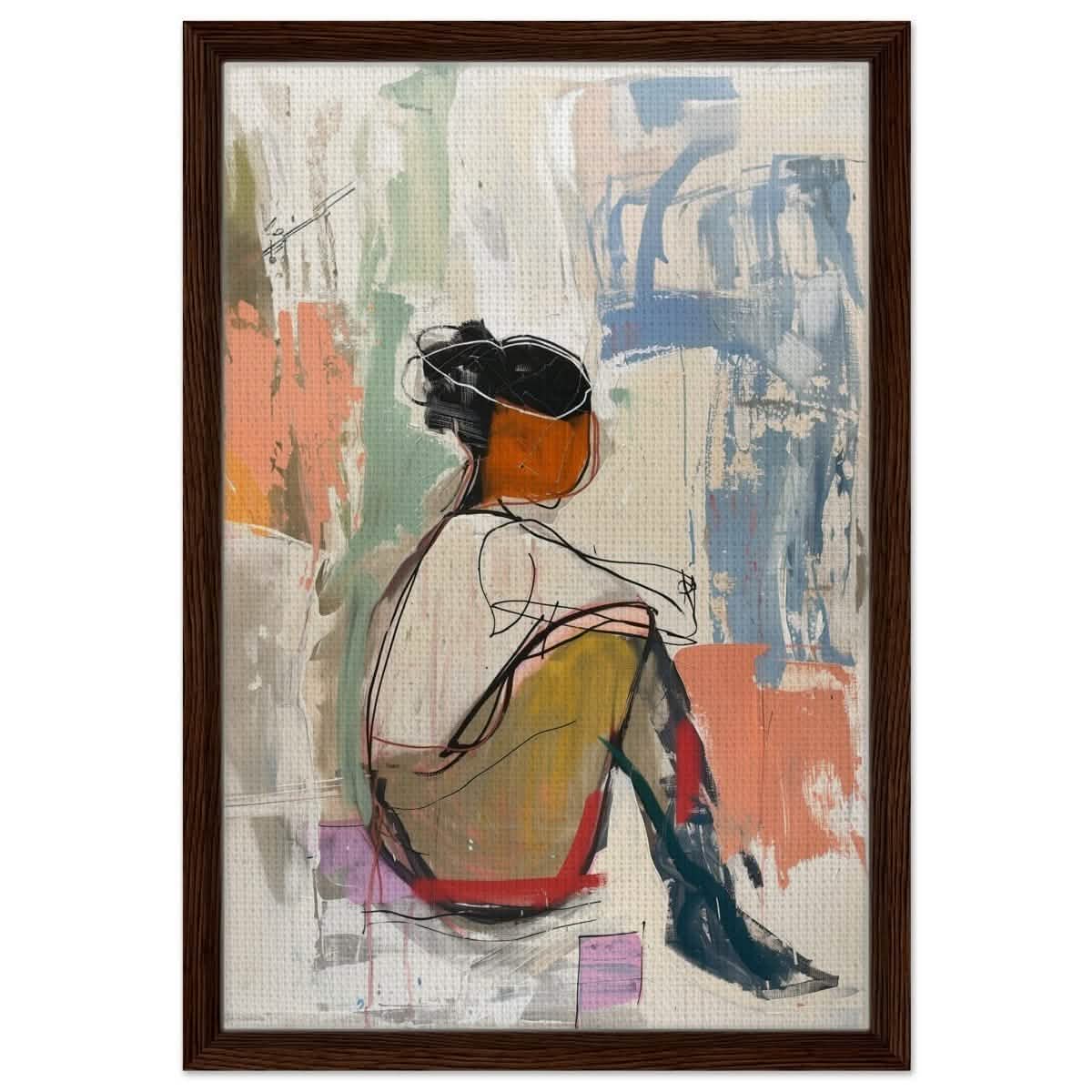 Da Vinci Abstract wall art print - Framed Canvas - 40x60 cm / 16x24″ - Dark wood frame