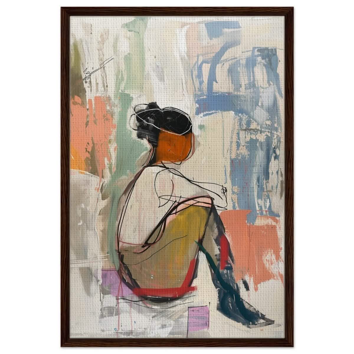 Da Vinci Abstract wall art print - Framed Canvas - 60x90 cm / 24x36″ - Dark wood frame