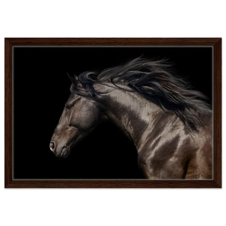 Da Vinci Animal Kingdom Art Wall art print | Brown horse - Framed Canvas - 40x60 cm / 16x24″ - Dark wood frame