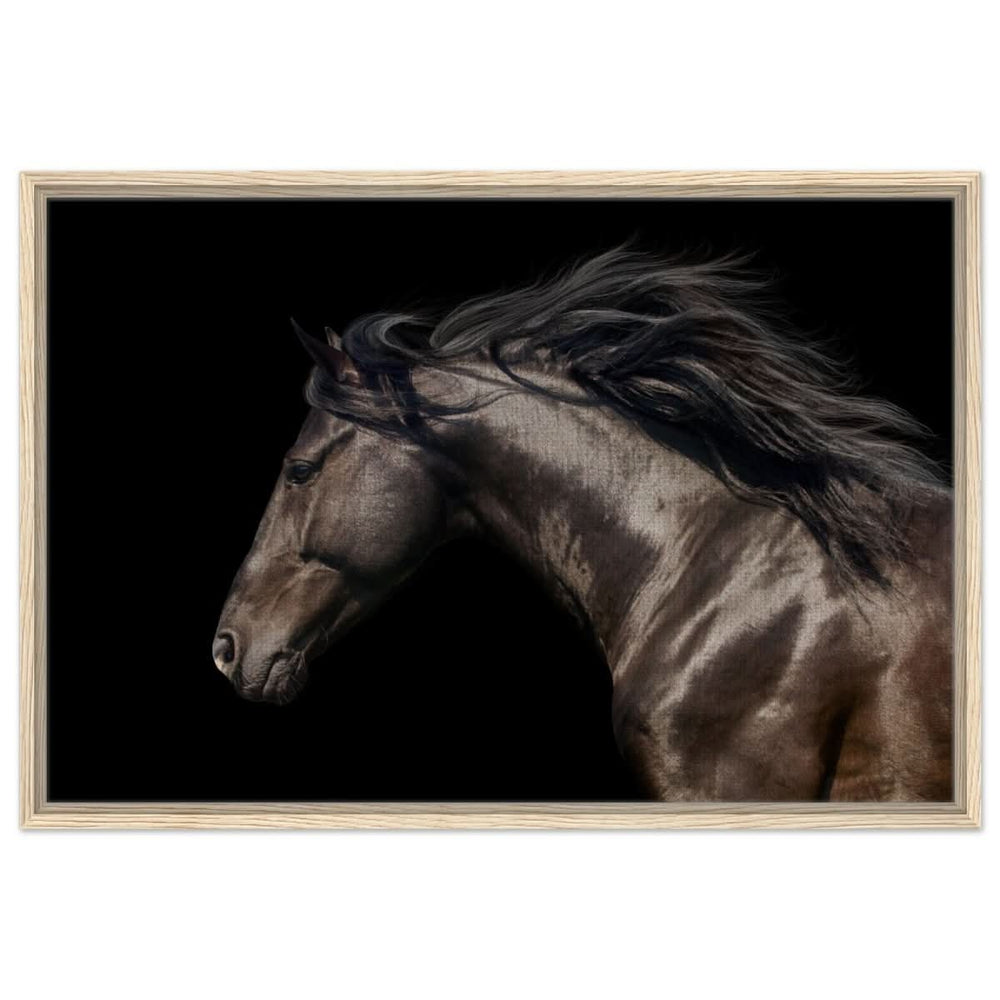 Da Vinci Animal Kingdom Art Wall art print | Brown horse - Framed Canvas - 60x90 cm / 24x36″ - Wood frame