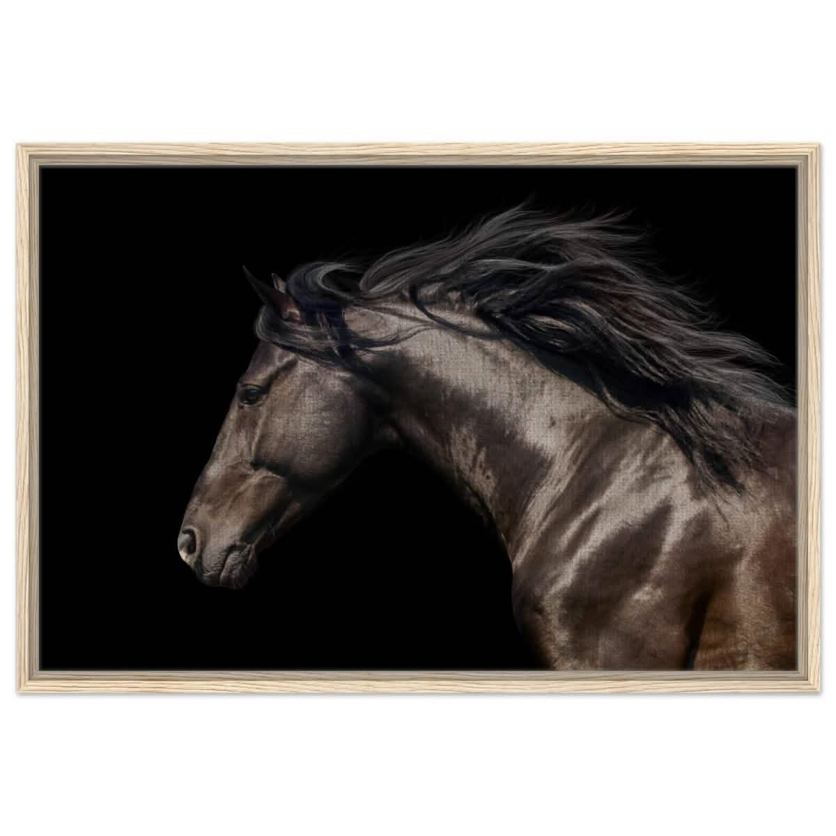 Da Vinci Animal Kingdom Art Wall art print | Brown horse - Framed Canvas - 60x90 cm / 24x36″ - Wood frame