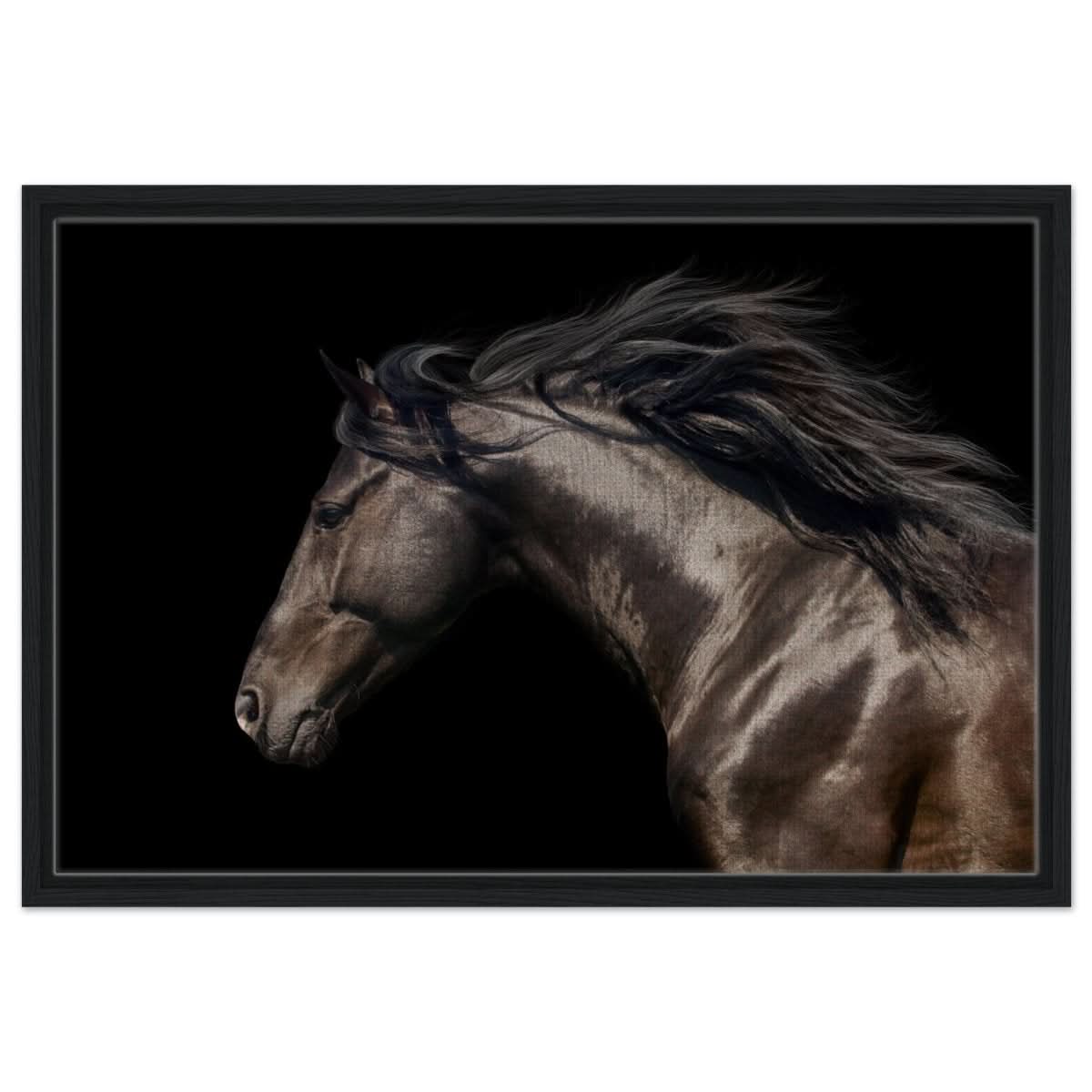 Da Vinci Animal Kingdom Art Wall art print | Brown horse - Framed Canvas - 50x75 cm / 20x30″ - Black frame