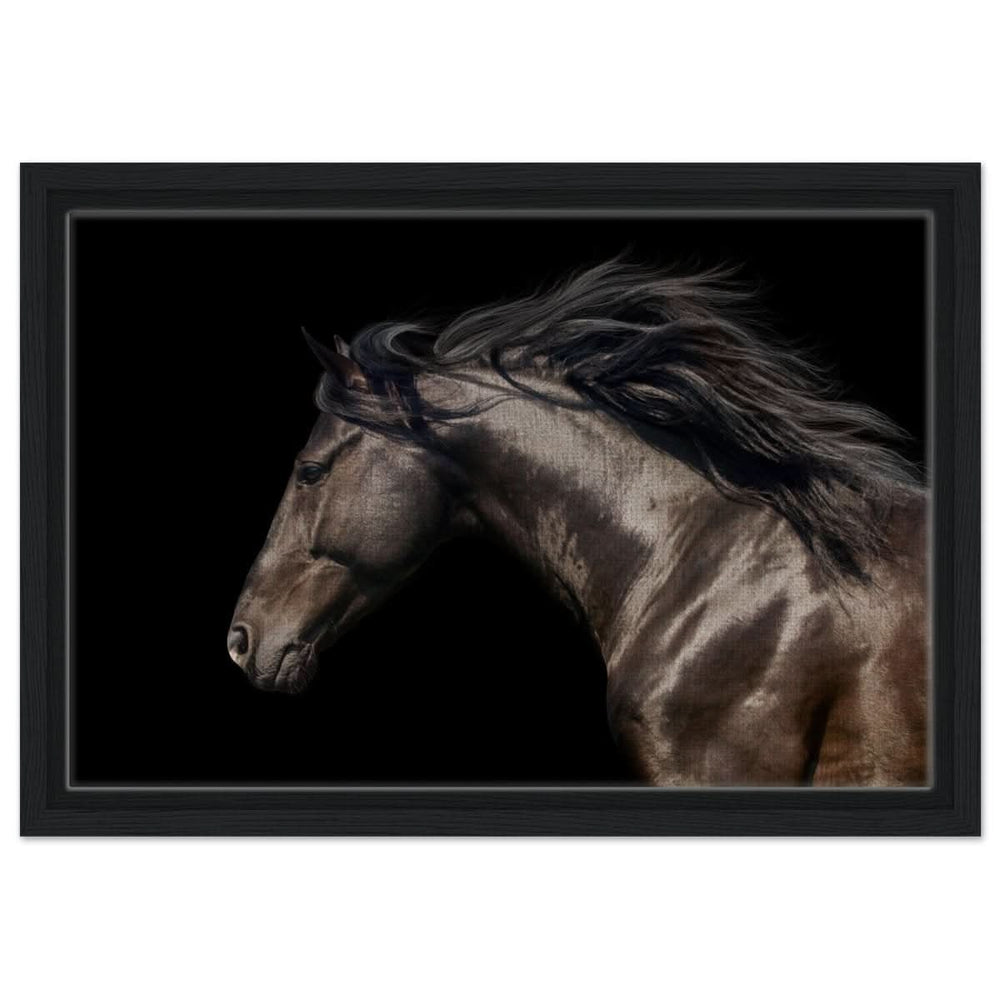 Da Vinci Animal Kingdom Art Wall art print | Brown horse - Framed Canvas - 30x45 cm / 12x18″ - Black frame
