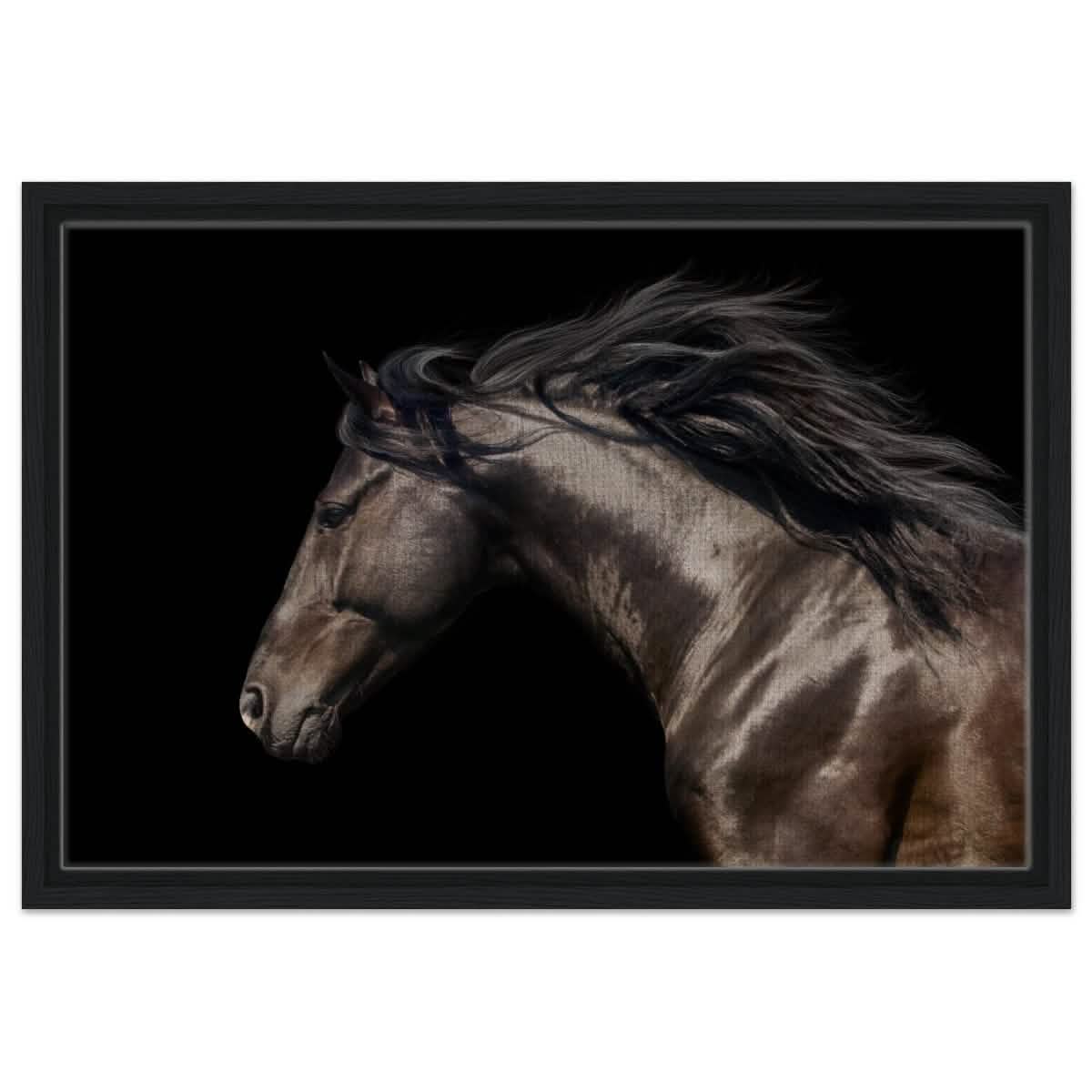 Da Vinci Animal Kingdom Art Wall art print | Brown horse - Framed Canvas - 40x60 cm / 16x24″ - Black frame