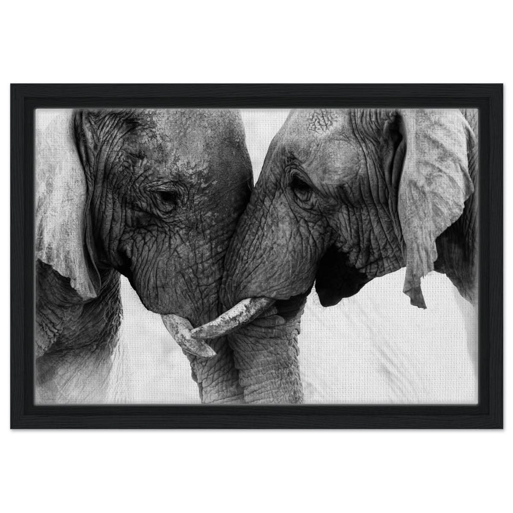 Da Vinci Animal Kingdom Art Wall art print | Elephant Love - Framed Canvas - 30x45 cm / 12x18″ - Black frame