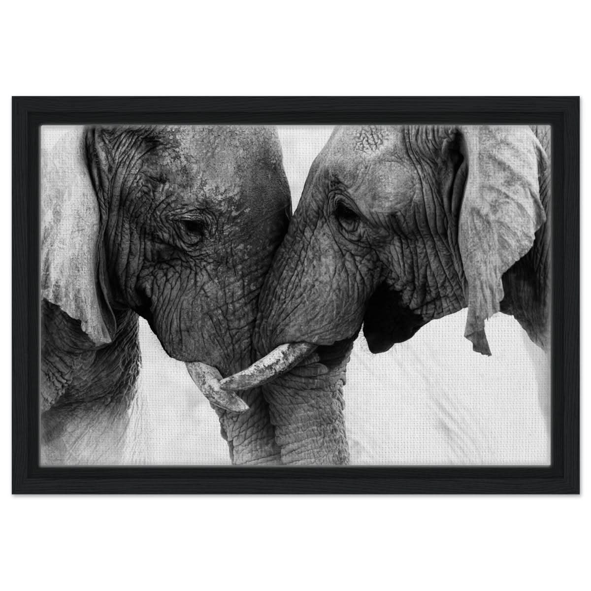 Da Vinci Animal Kingdom Art Wall art print | Elephant Love - Framed Canvas - 30x45 cm / 12x18″ - Black frame