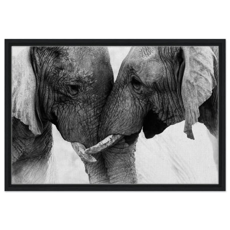Da Vinci Animal Kingdom Art Wall art print | Elephant Love - Framed Canvas - 50x75 cm / 20x30″ - Black frame