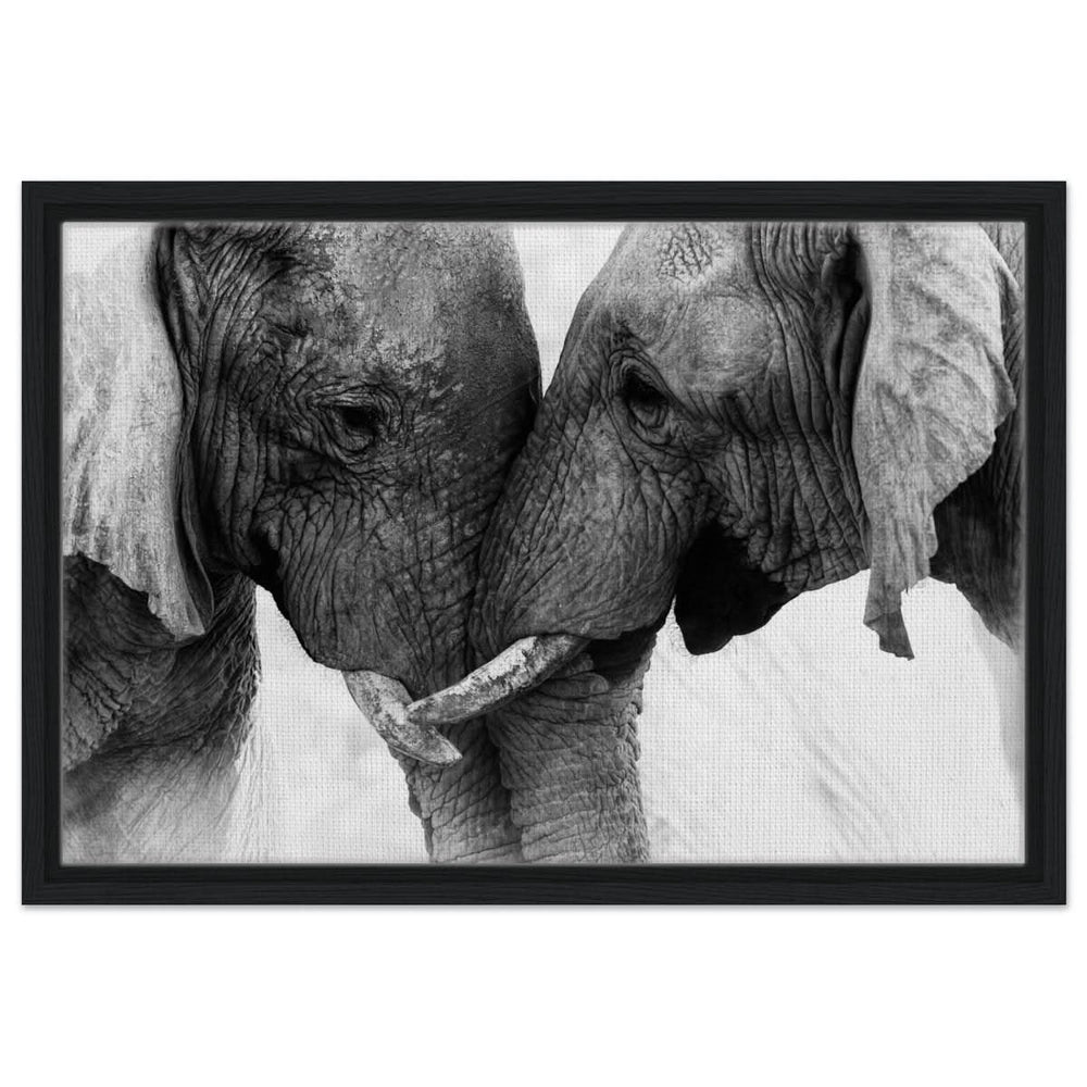 Da Vinci Animal Kingdom Art Wall art print | Elephant Love - Framed Canvas - 40x60 cm / 16x24″ - Black frame