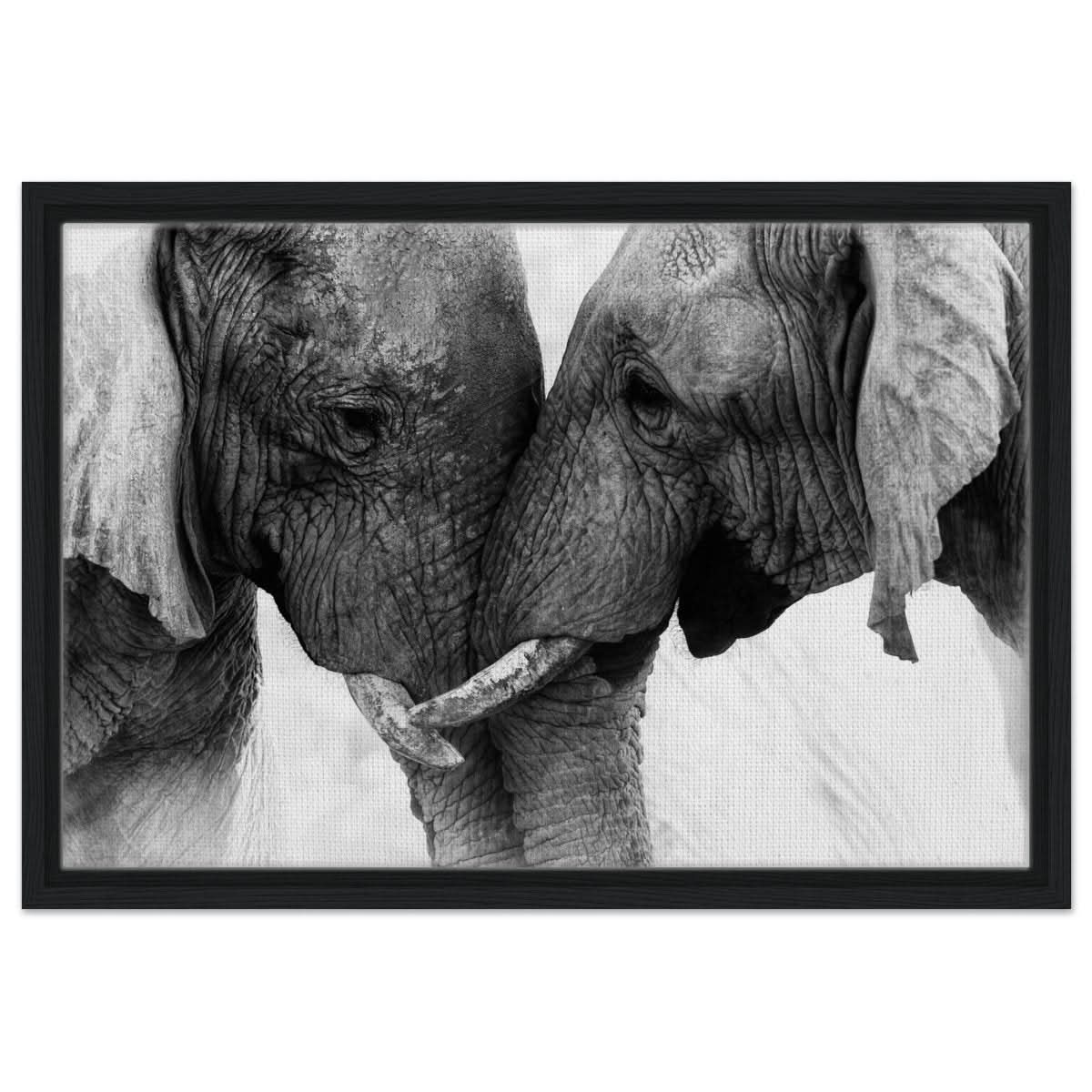 Da Vinci Animal Kingdom Art Wall art print | Elephant Love - Framed Canvas - 40x60 cm / 16x24″ - Black frame