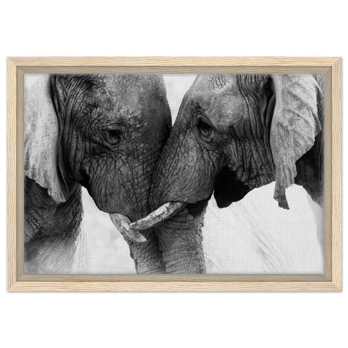 Da Vinci Animal Kingdom Art Wall art print | Elephant Love - Framed Canvas - 30x45 cm / 12x18″ - Wood frame