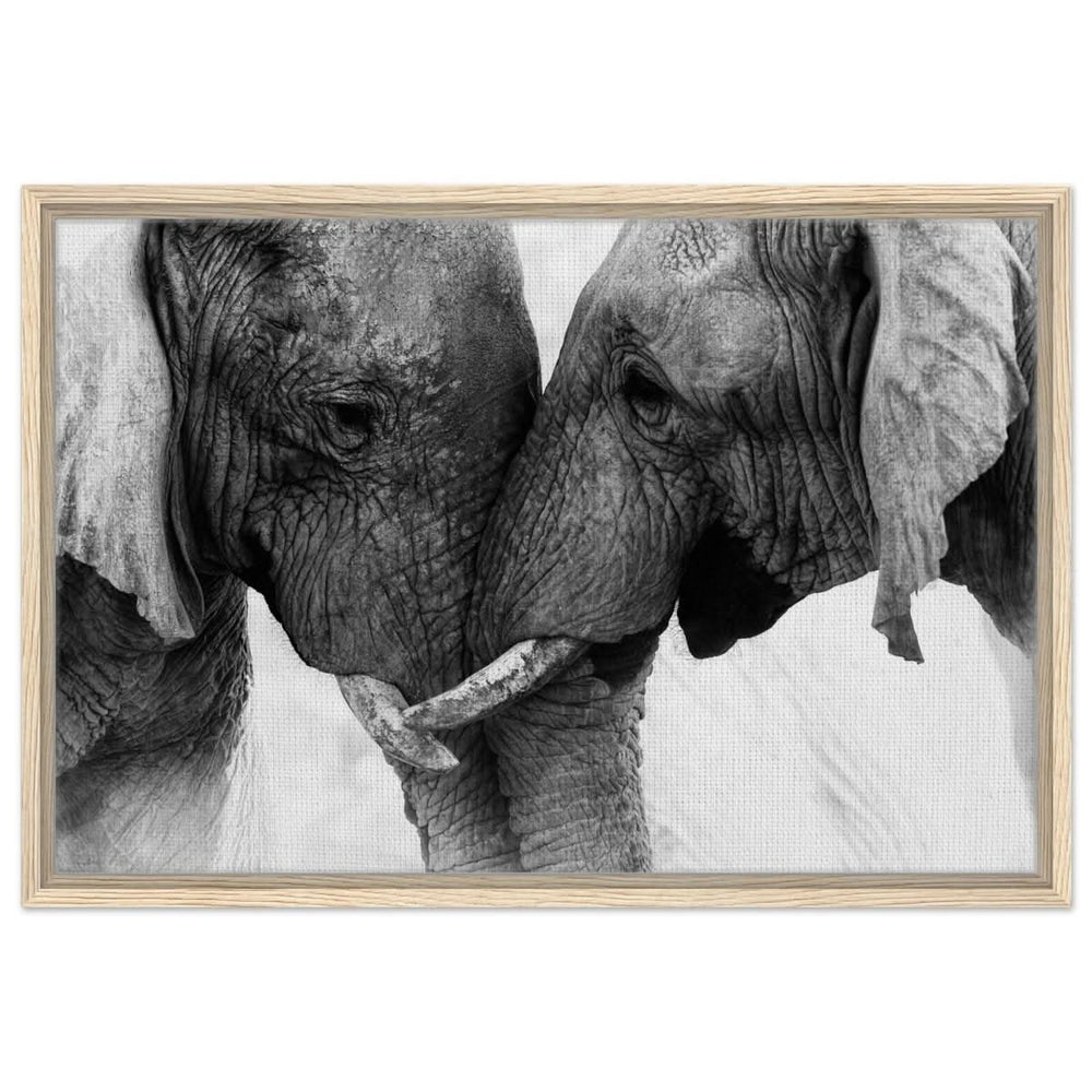 Da Vinci Animal Kingdom Art Wall art print | Elephant Love - Framed Canvas - 50x75 cm / 20x30″ - Wood frame