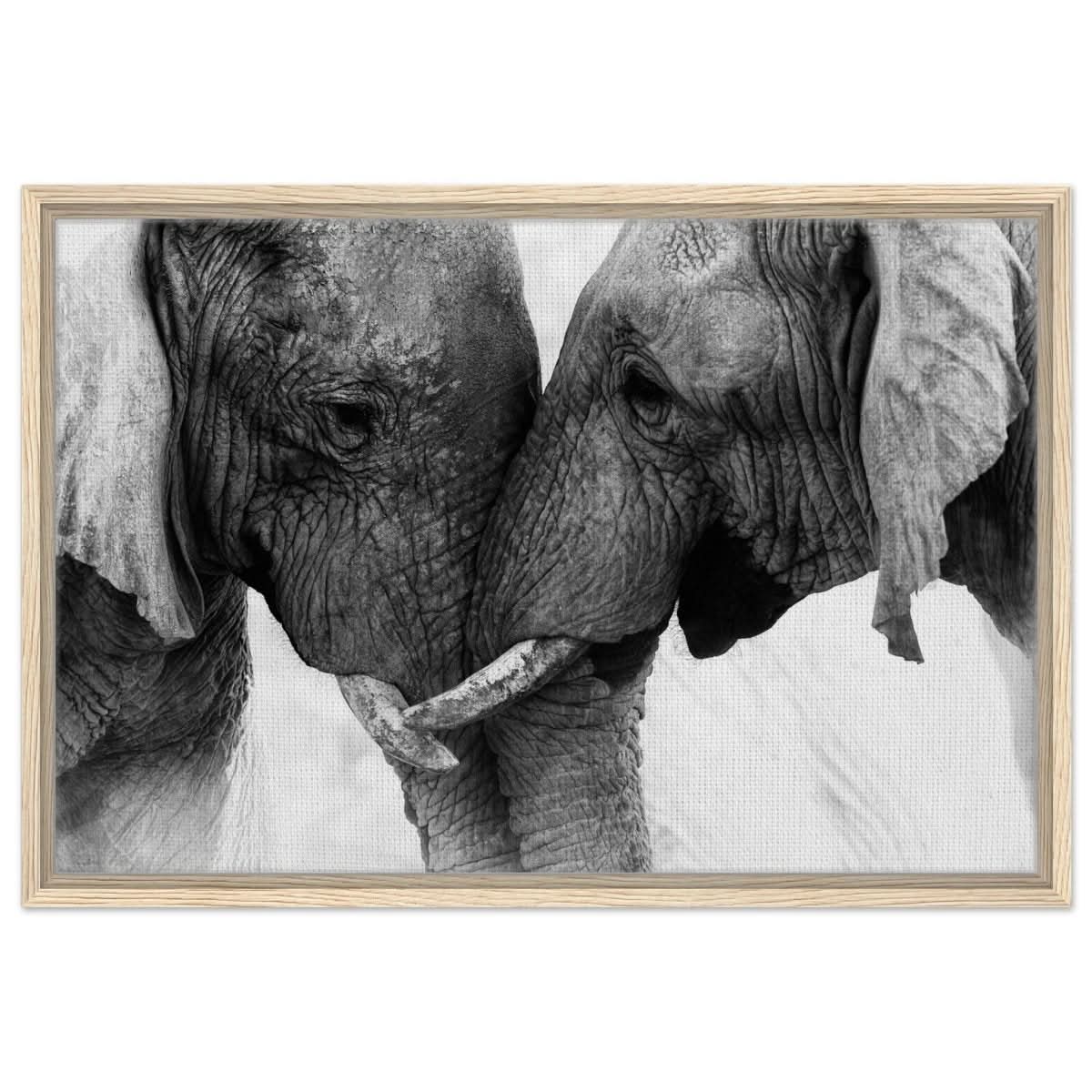 Da Vinci Animal Kingdom Art Wall art print | Elephant Love - Framed Canvas - 50x75 cm / 20x30″ - Wood frame