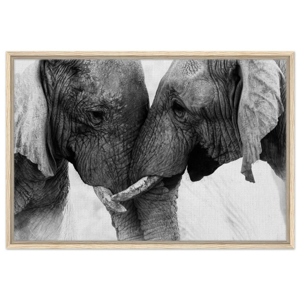 Da Vinci Animal Kingdom Art Wall art print | Elephant Love - Framed Canvas - 60x90 cm / 24x36″ - Wood frame