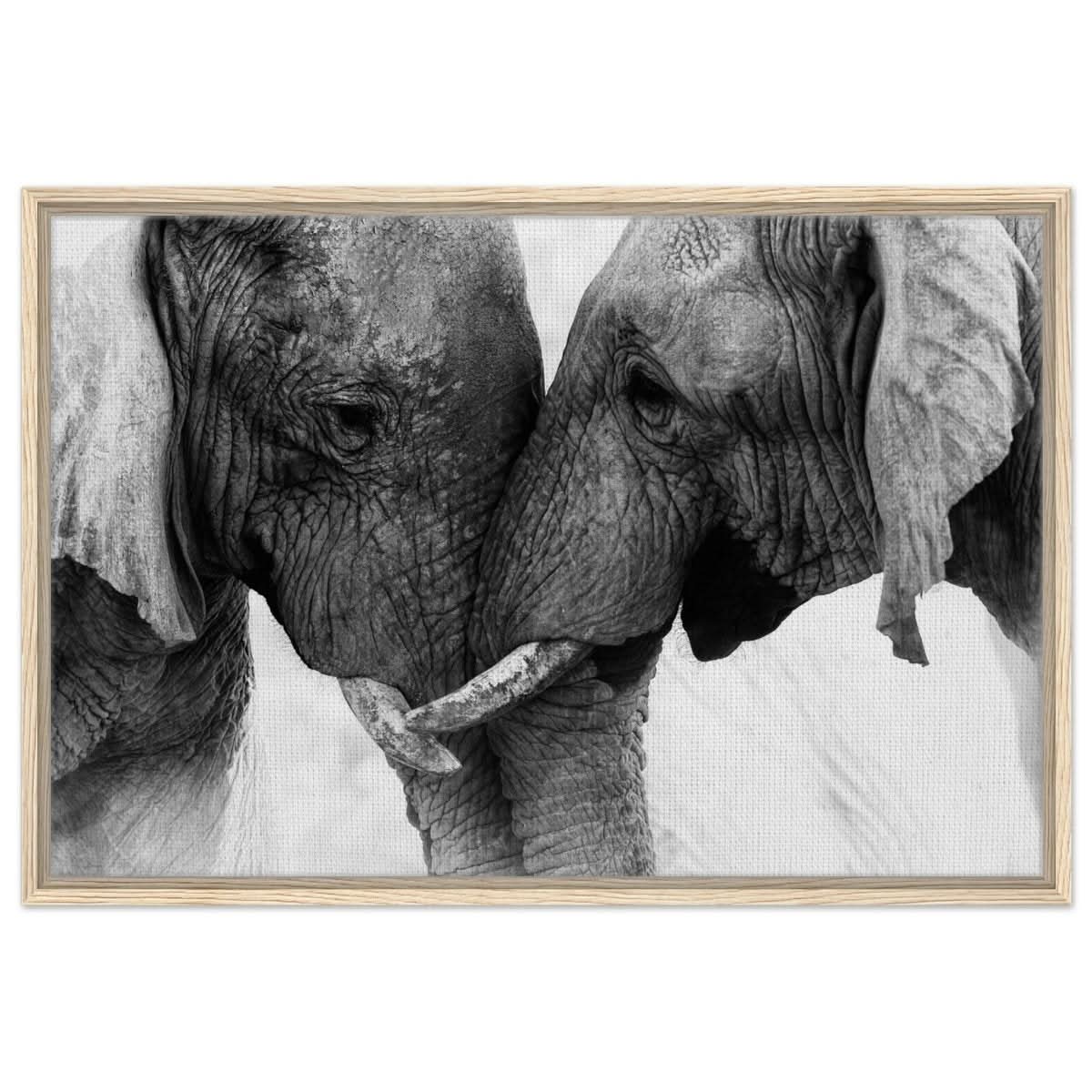 Da Vinci Animal Kingdom Art Wall art print | Elephant Love - Framed Canvas - 60x90 cm / 24x36″ - Wood frame