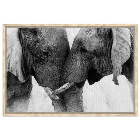 Da Vinci Animal Kingdom Art Wall art print | Elephant Love - Framed Canvas - 60x90 cm / 24x36″ - Wood frame
