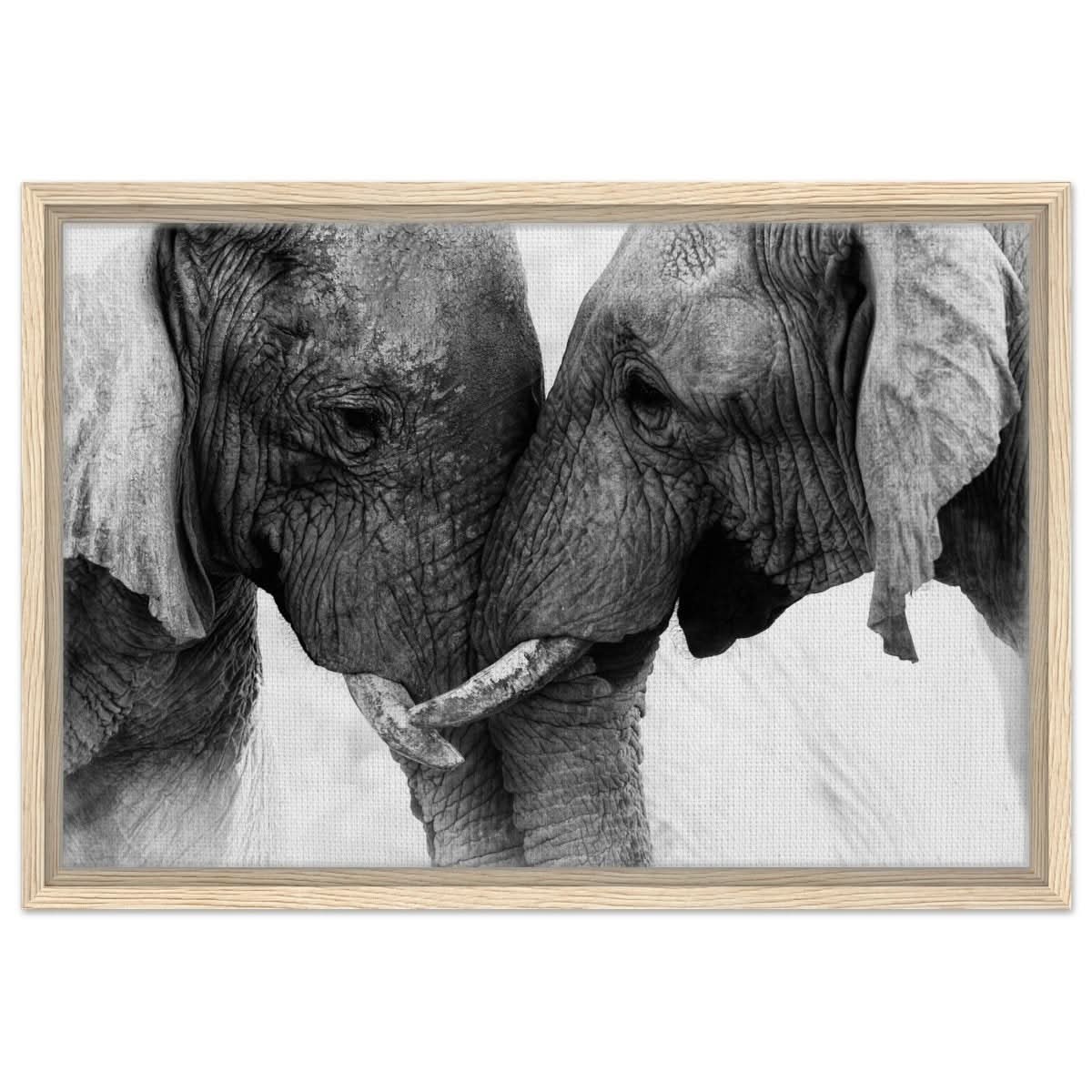 Da Vinci Animal Kingdom Art Wall art print | Elephant Love - Framed Canvas - 40x60 cm / 16x24″ - Wood frame