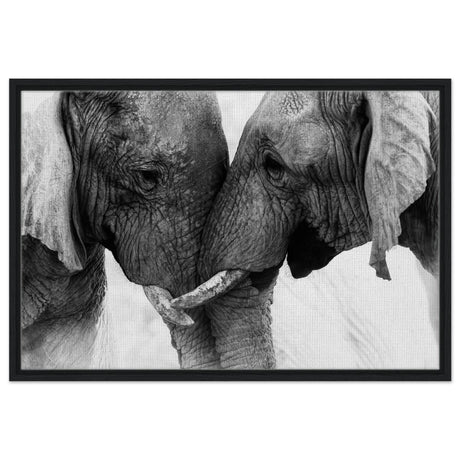 Da Vinci Animal Kingdom Art Wall art print | Elephant Love - Framed Canvas - 60x90 cm / 24x36″ - Black frame