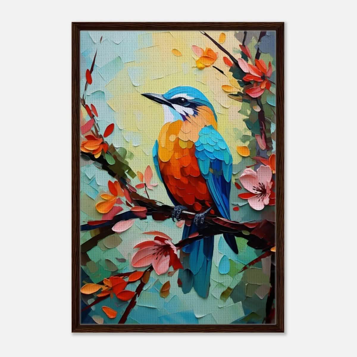 Da Vinci Animal Kingdom Art Wall art print | Kingfisher - Framed Canvas - 60x90 cm / 24x36″ - Dark wood frame
