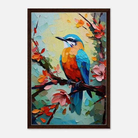 Da Vinci Animal Kingdom Art Wall art print | Kingfisher - Framed Canvas - 50x75 cm / 20x30″ - Dark wood frame