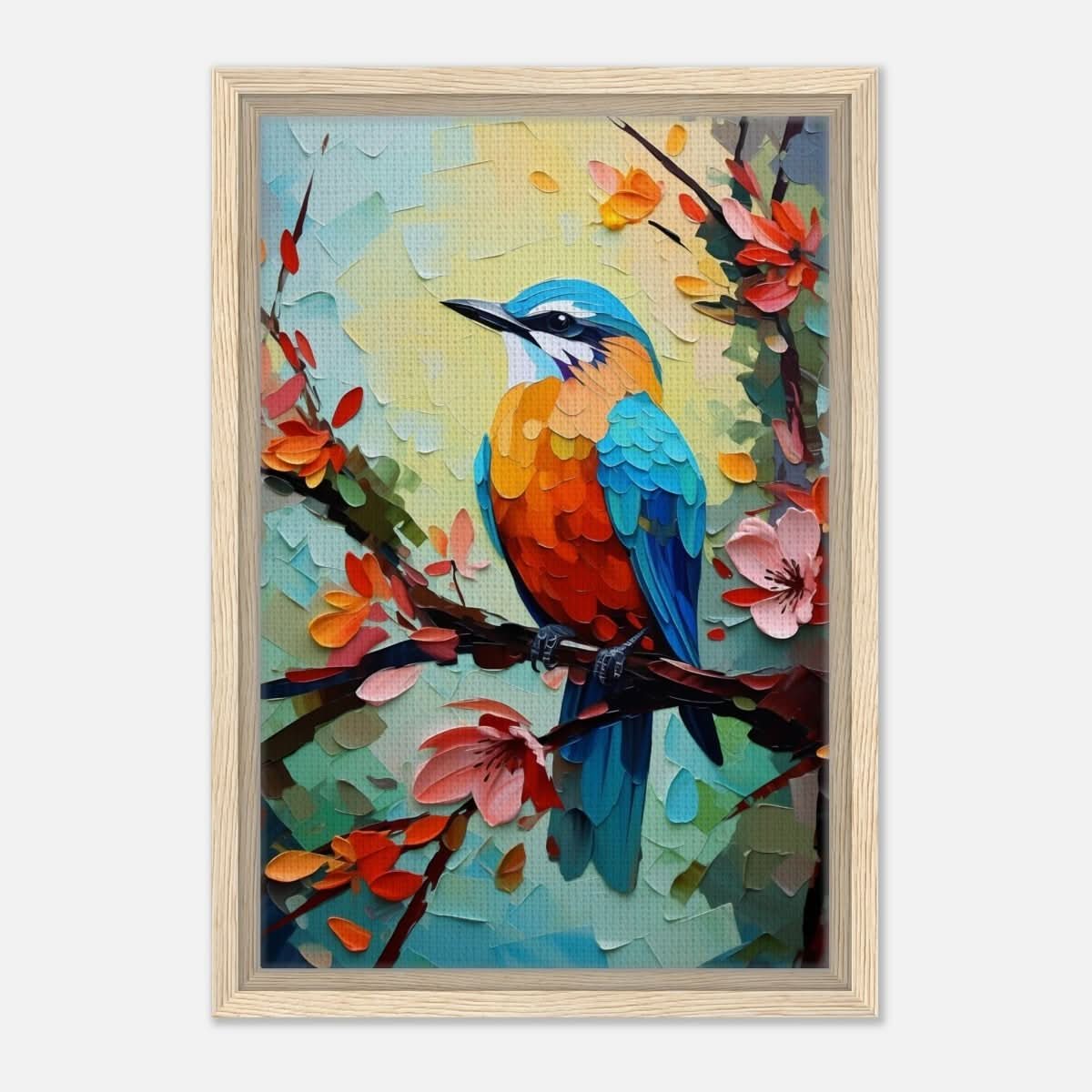 Da Vinci Animal Kingdom Art Wall art print | Kingfisher - Framed Canvas - 30x45 cm / 12x18″ - Wood frame