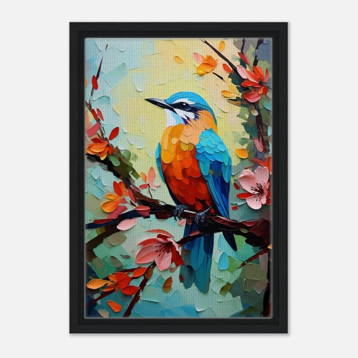 Da Vinci Animal Kingdom Art Wall art print | Kingfisher - Framed Canvas - 30x45 cm / 12x18″ - Black frame
