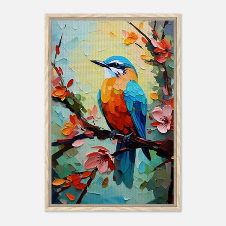 Da Vinci Animal Kingdom Art Wall art print | Kingfisher - Framed Canvas - 50x75 cm / 20x30″ - Wood frame