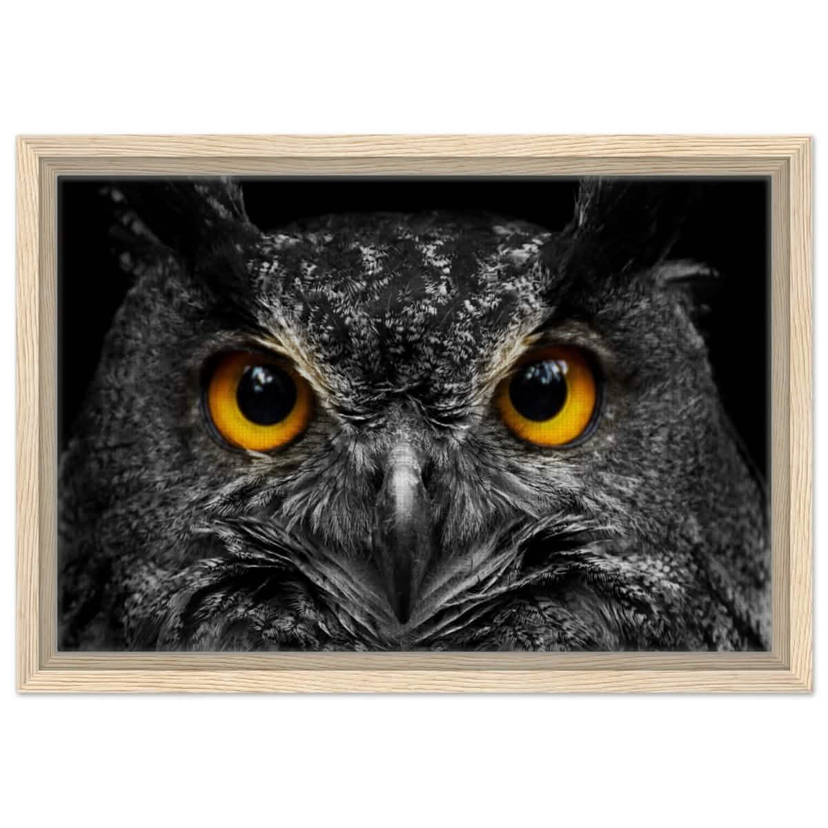 Da Vinci Animal Kingdom Art Wall art print | Night Owl eyes - Framed Canvas - 30x45 cm / 12x18″ - Wood frame