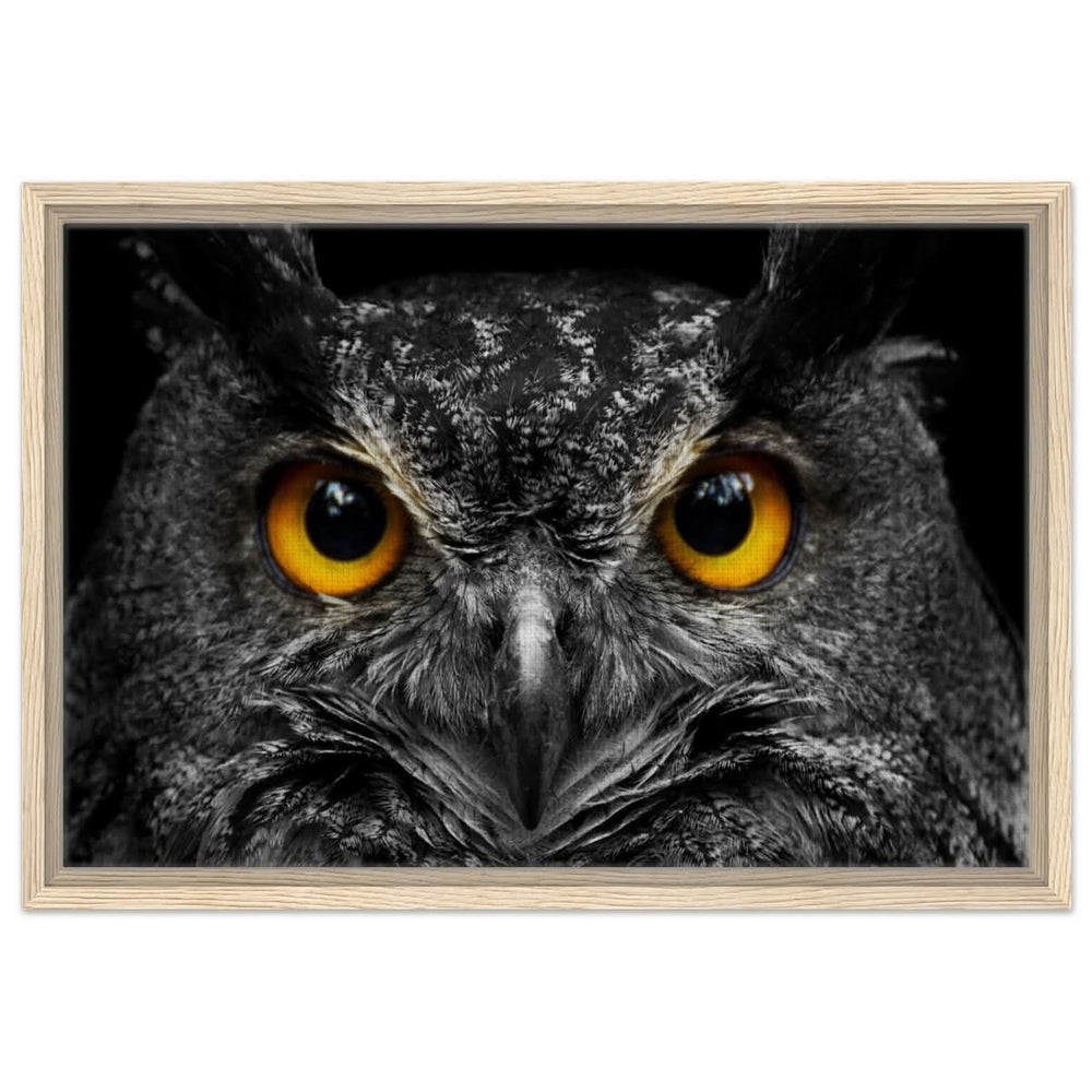 Da Vinci Animal Kingdom Art Wall art print | Night Owl eyes - Framed Canvas - 40x60 cm / 16x24″ - Wood frame
