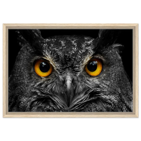 Da Vinci Animal Kingdom Art Wall art print | Night Owl eyes - Framed Canvas - 40x60 cm / 16x24″ - Wood frame