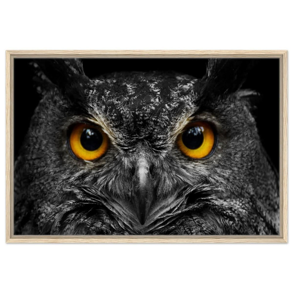 Da Vinci Animal Kingdom Art Wall art print | Night Owl eyes - Framed Canvas - 60x90 cm / 24x36″ - Wood frame