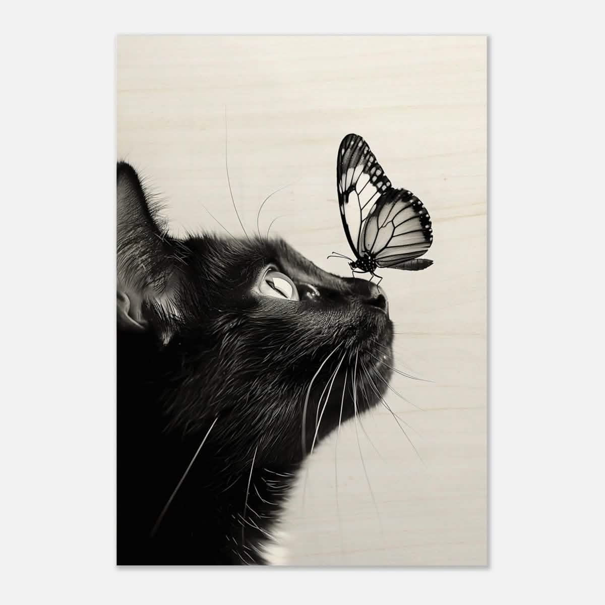Da Vinci Animal Kingdom Wall art | Cat Butterfly - Wood Prints - 70x100 cm / 28x40″ - 10 mm