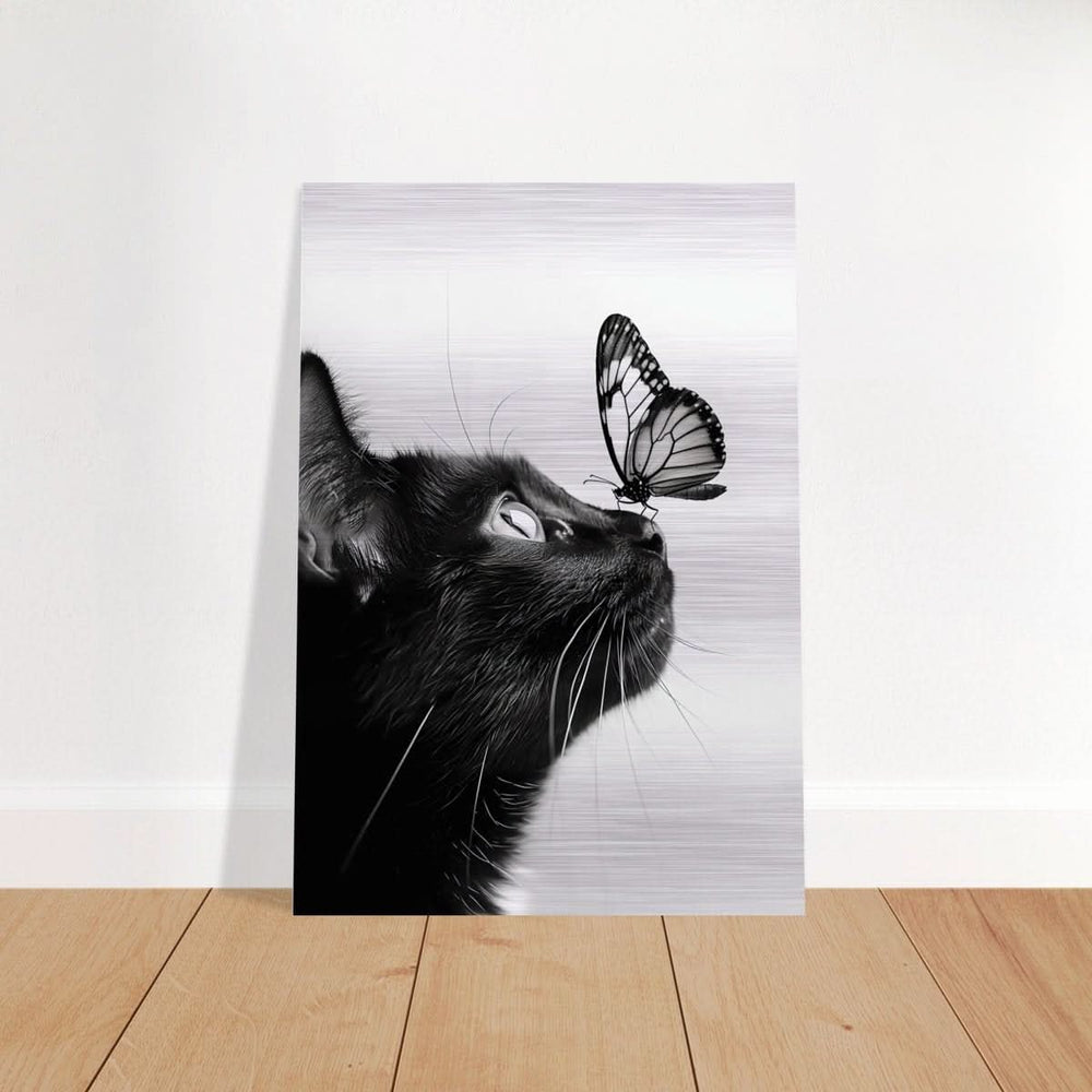 Da Vinci Animal Kingdom Wall art | Cat Butterfly - Brushed Aluminum Print - 70x100 cm / 28x40″ -