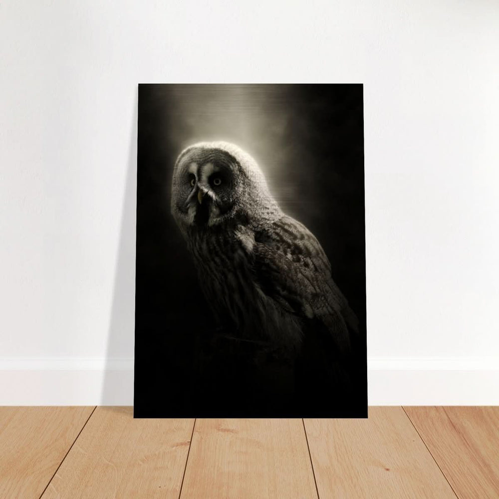 Da Vinci Animal Kingdom Wall art | Owl - Brushed Aluminum Print - 70x100 cm / 28x40″ -