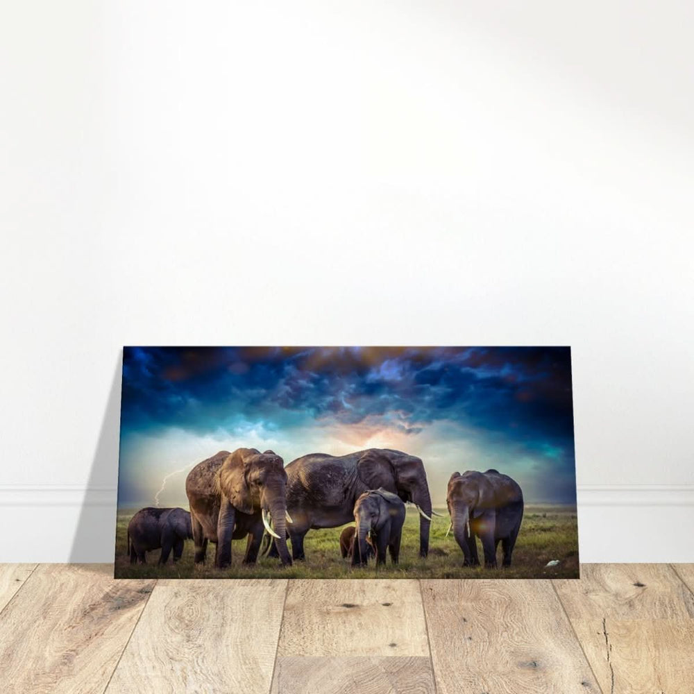 Da Vinci Animal Kingdom Wall art print collection | Elephant Family | Canvas print - Slim - 40x80 cm / 16x32″ -