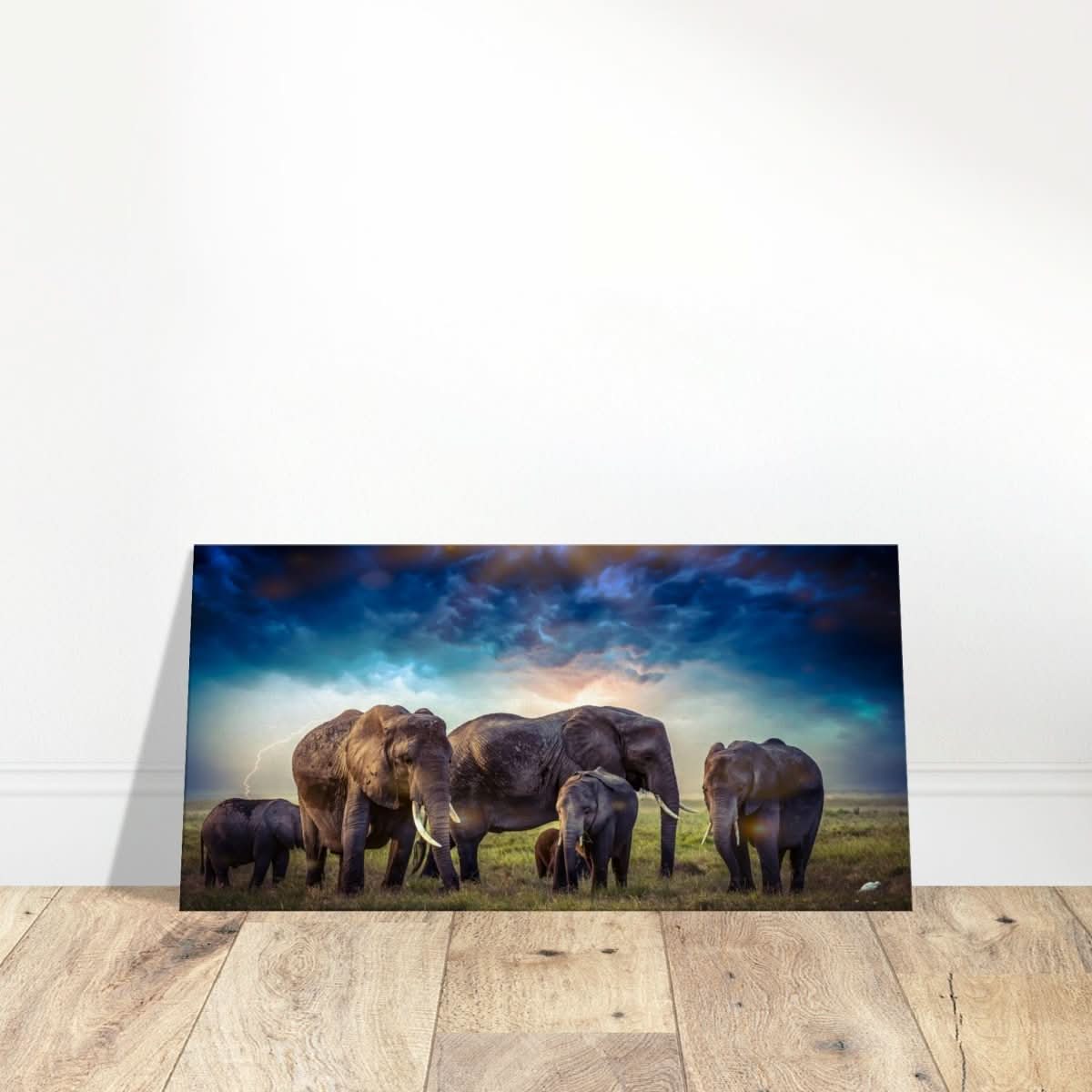 Da Vinci Animal Kingdom Wall art print collection | Elephant Family | Canvas print - Slim - 40x80 cm / 16x32″ -