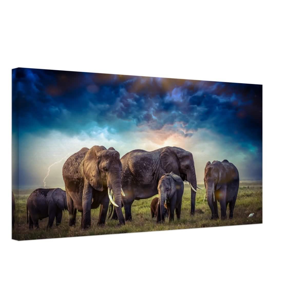 Da Vinci Animal Kingdom Wall art print collection | Elephant Family | Canvas print - Thick - 40x80 cm / 16x32″ -