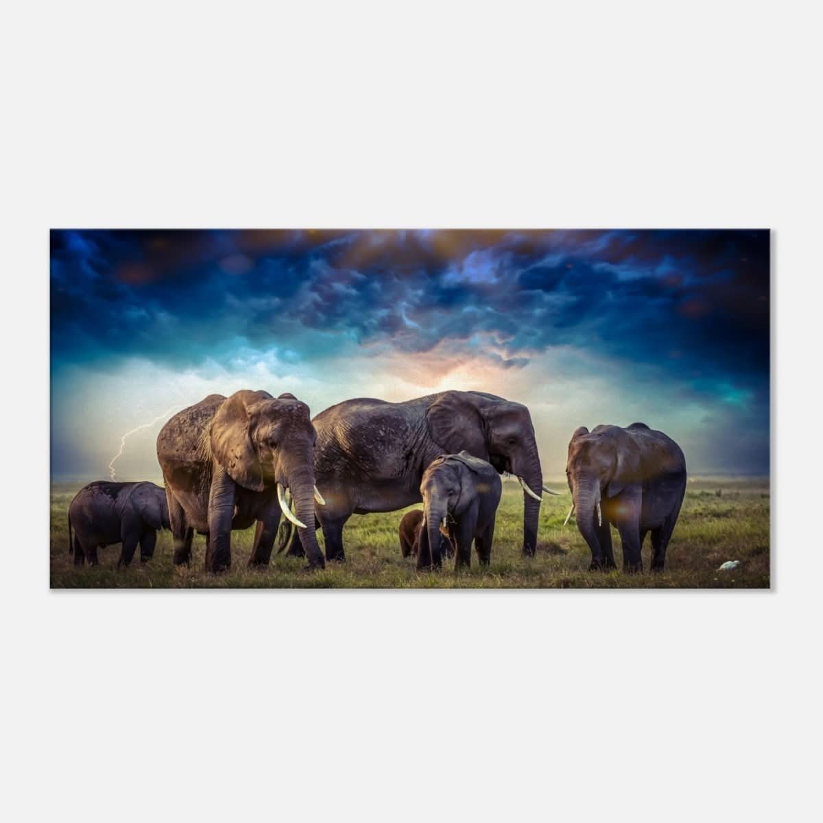Da Vinci Animal Kingdom Wall art print collection | Elephant Family | Canvas print - Slim - 40x80 cm / 16x32″ -