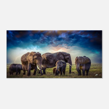 Da Vinci Animal Kingdom Wall art print collection | Elephant Family | Canvas print - Slim - 40x80 cm / 16x32″ -