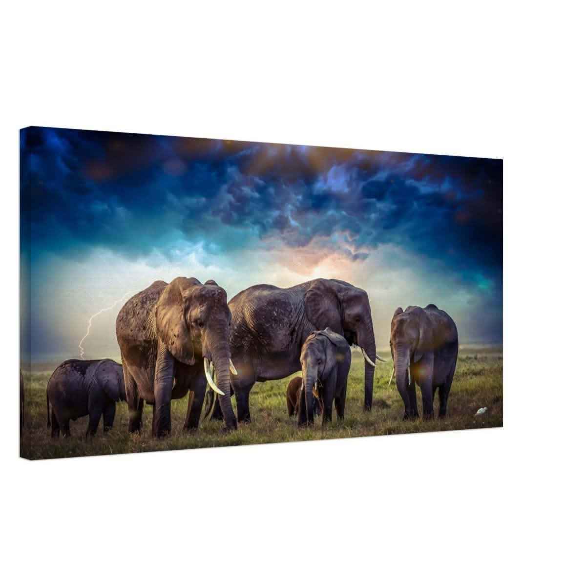 Da Vinci Animal Kingdom Wall art print collection | Elephant Family | Canvas print - Slim - 40x80 cm / 16x32″ -