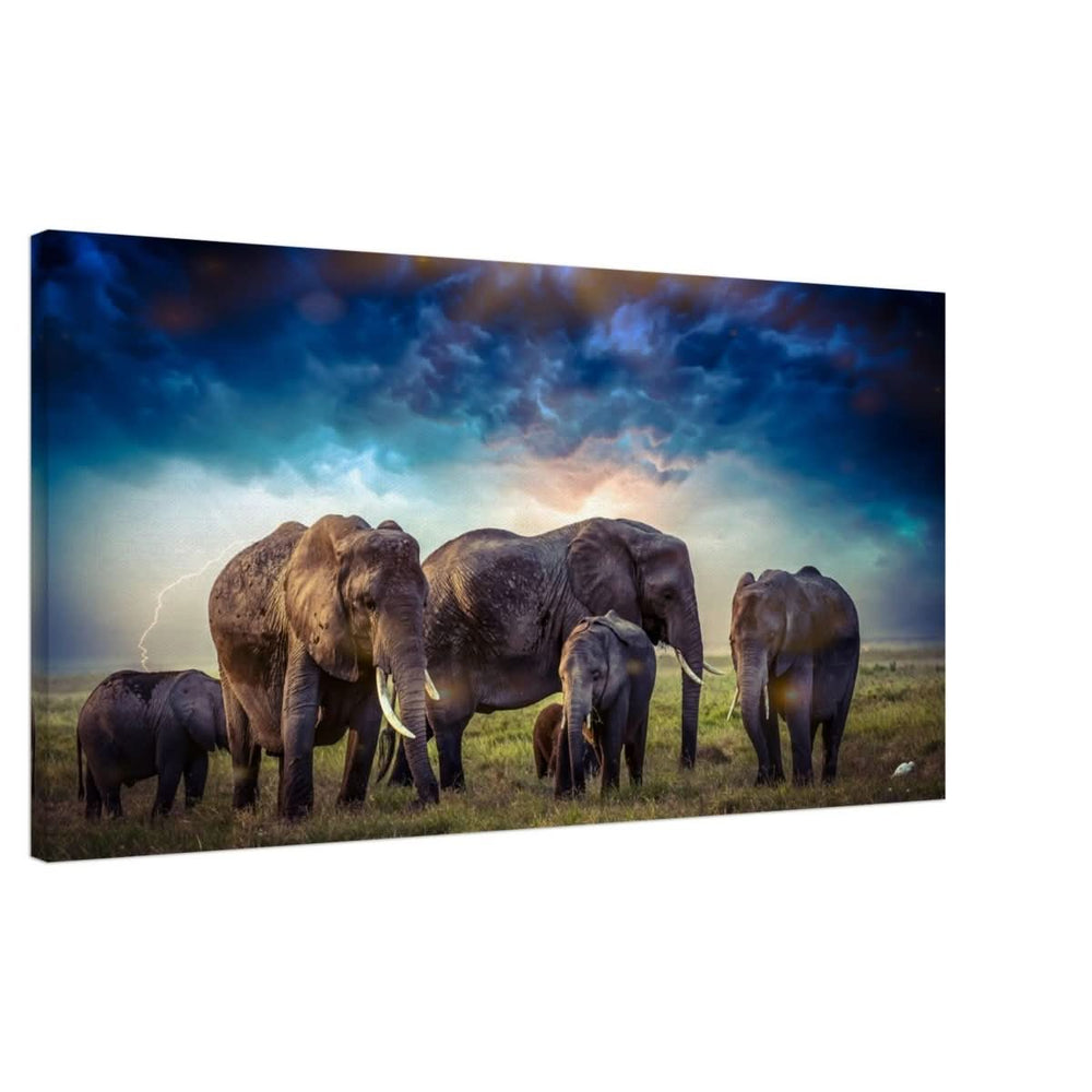 Da Vinci Animal Kingdom Wall art print collection | Elephant Family | Canvas print - Slim - 50x100 cm / 20x40″ -