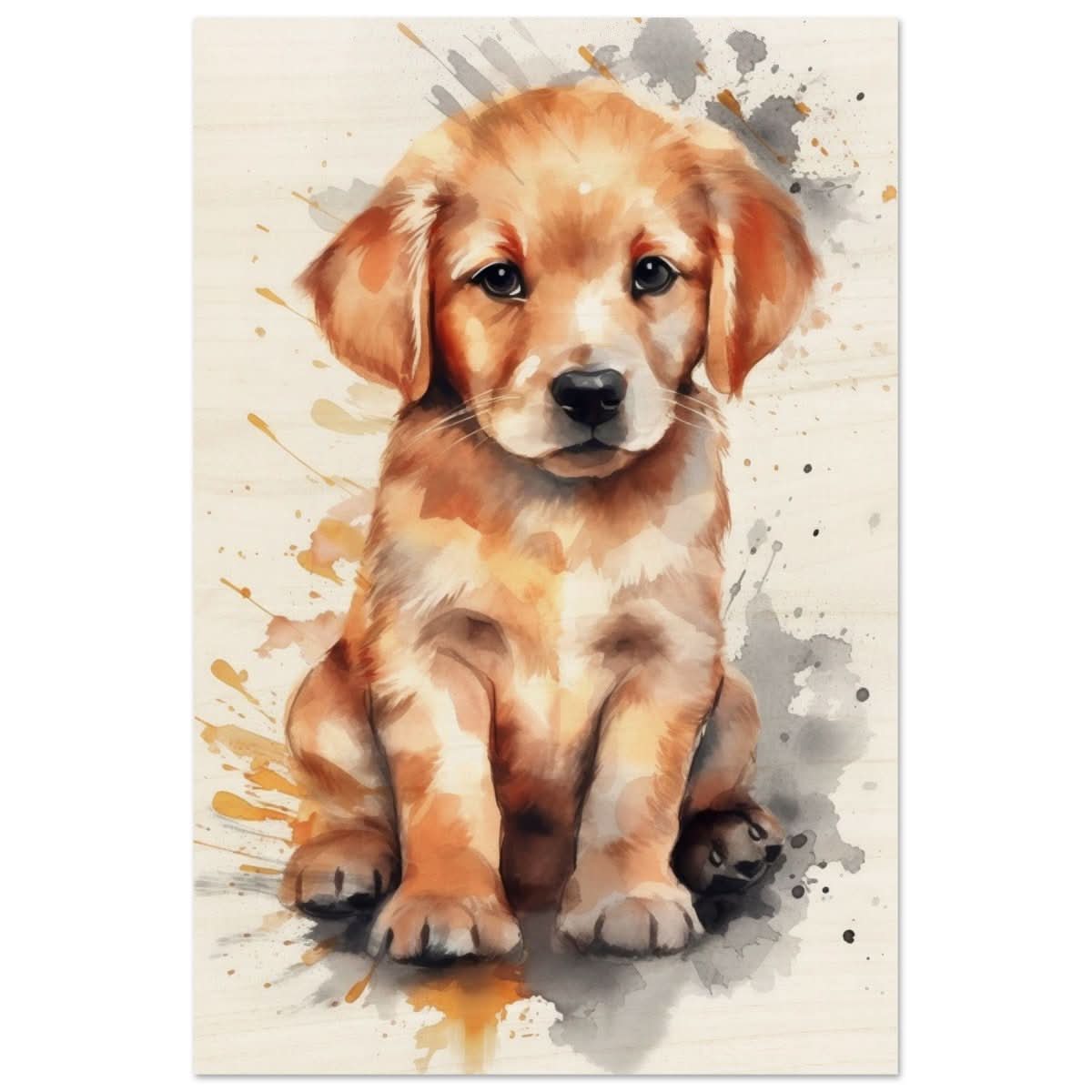 Da Vinci Animal Kingdom Wall art print | Golden Joy: Poppy’s Glow | Golden Retriever Puppy - Wood Prints - 60x90 cm / 24x36″ -