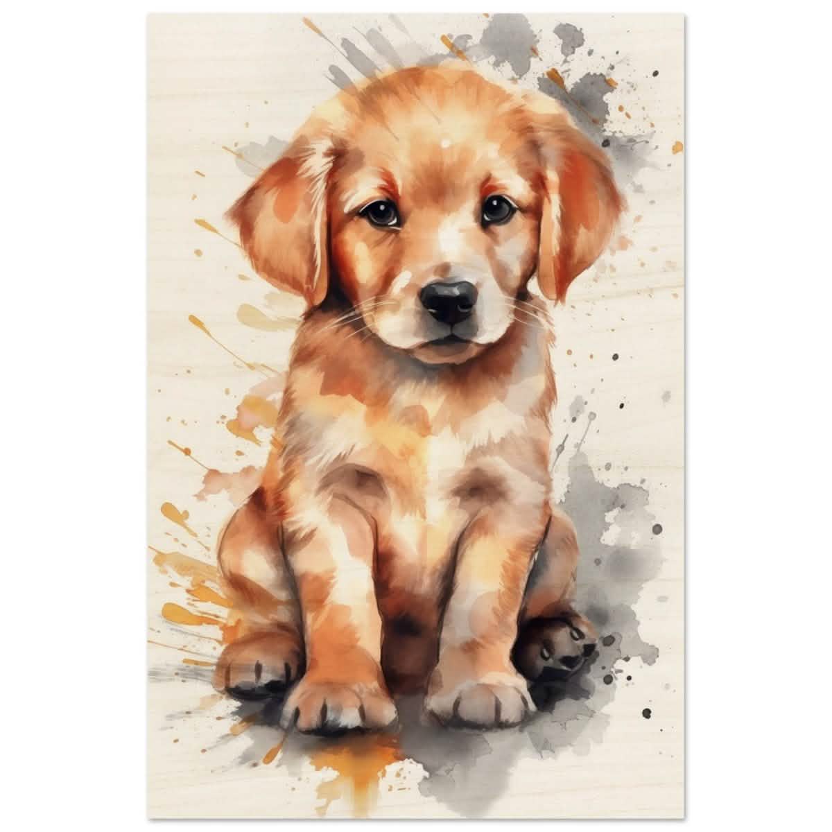 Da Vinci Animal Kingdom Wall art print | Golden Joy: Poppy’s Glow | Golden Retriever Puppy - Wood Prints - 60x90 cm / 24x36″ -