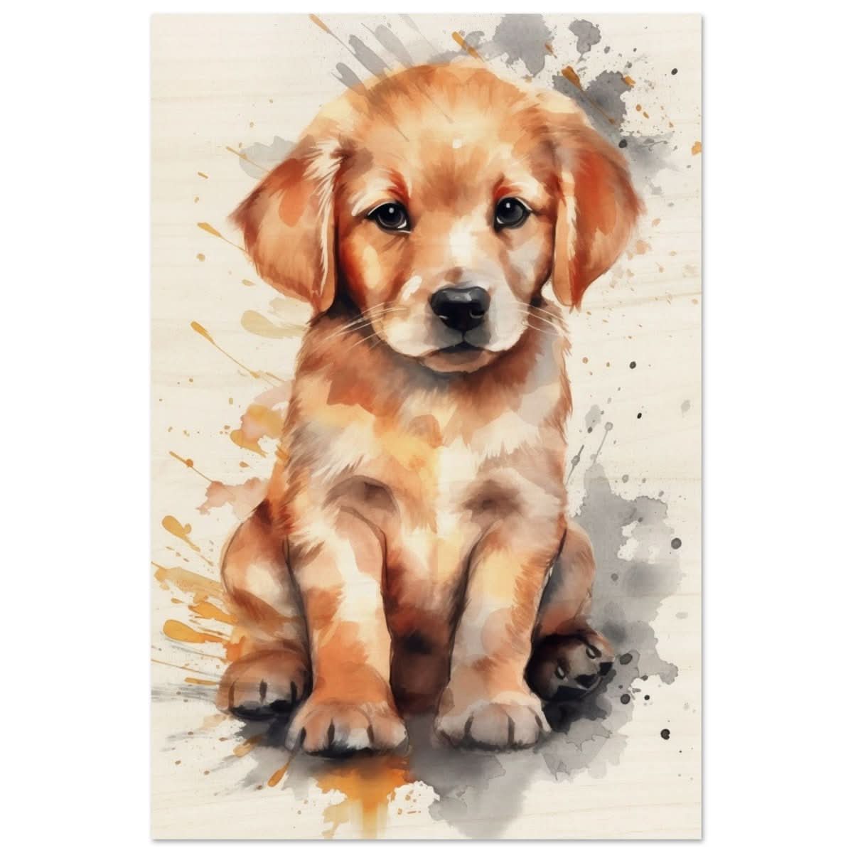 Da Vinci Animal Kingdom Wall art print | Golden Joy: Poppy’s Glow | Golden Retriever Puppy - Wood Prints - 30x45 cm / 12x18″ -